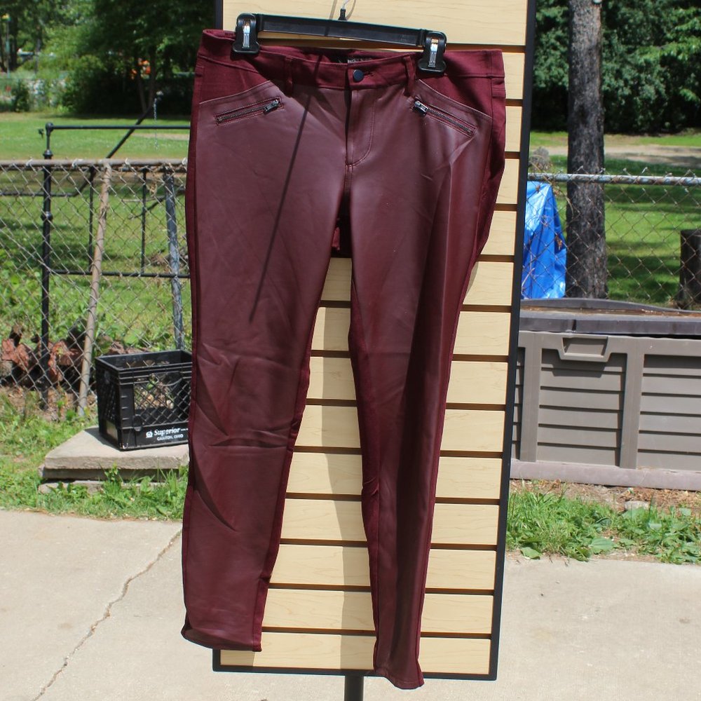 Mossimo Leather-look Stretch Extensible Pants - Maroon - Size 10